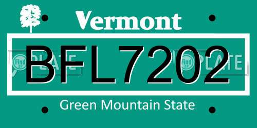 BFL7202 Vermont License Plate