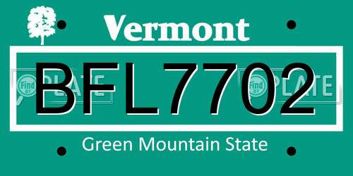BFL7702 Vermont License Plate