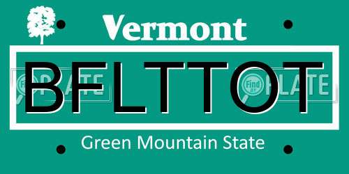 BFLTTOT Vermont License Plate