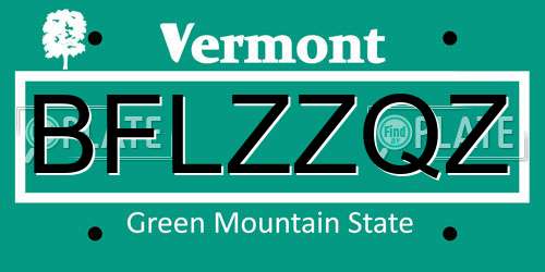 BFLZZQZ Vermont License Plate