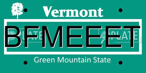 BFMEEET Vermont License Plate
