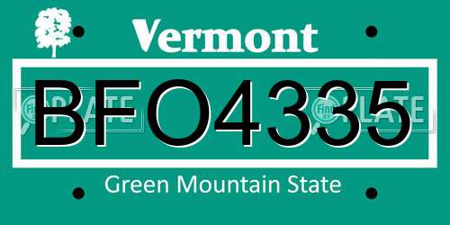 BFO4335 Vermont License Plate