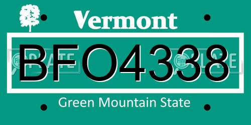 BFO4338 Vermont License Plate