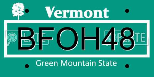 BFOH48 Vermont License Plate