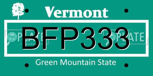 BFP333 Vermont License Plate