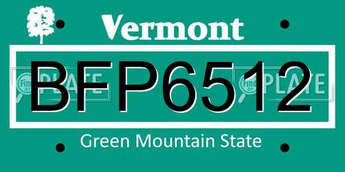 BFP6512 Vermont License Plate
