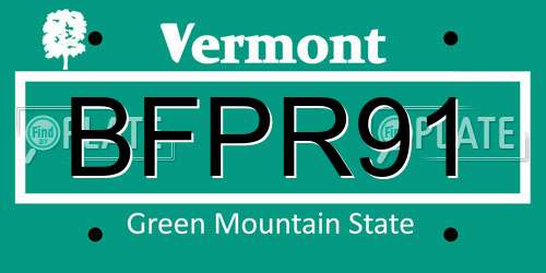 BFPR91 Vermont License Plate