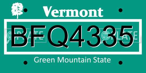 BFQ4335 Vermont License Plate