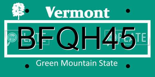 BFQH45 Vermont License Plate