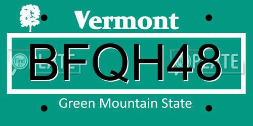 BFQH48 Vermont License Plate
