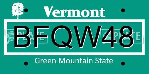 BFQW48 Vermont License Plate