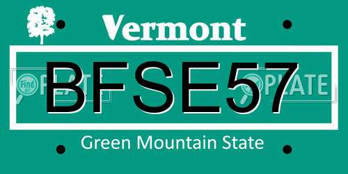 BFSE57 Vermont License Plate