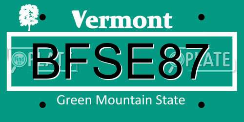 BFSE87 Vermont License Plate