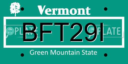 BFT29I Vermont License Plate