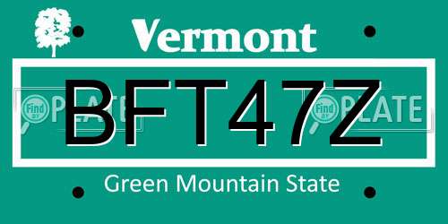 BFT47Z Vermont License Plate