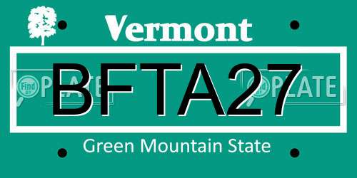 BFTA27 Vermont License Plate