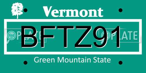 BFTZ91 Vermont License Plate