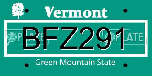 BFZ291 Vermont License Plate