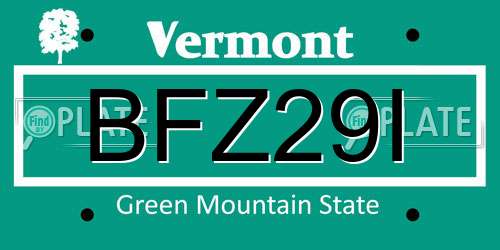 BFZ29I Vermont License Plate