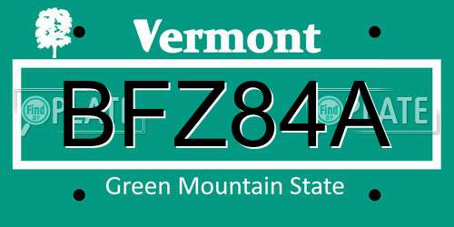 BFZ84A Vermont License Plate