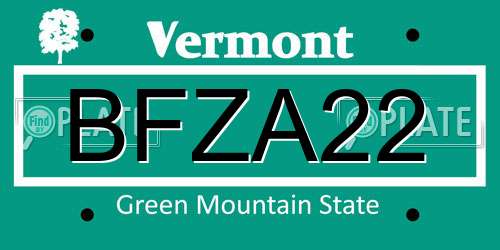 BFZA22 Vermont License Plate