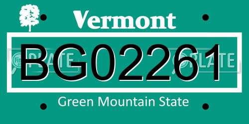 BG02261 Vermont License Plate