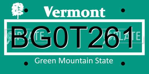 BG0T261 Vermont License Plate