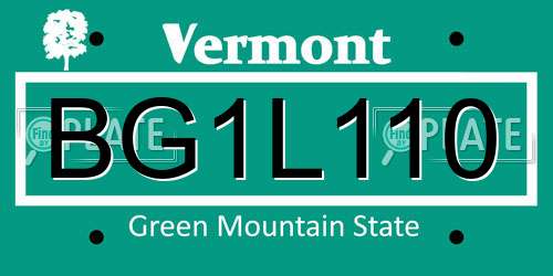 BG1L110 Vermont License Plate