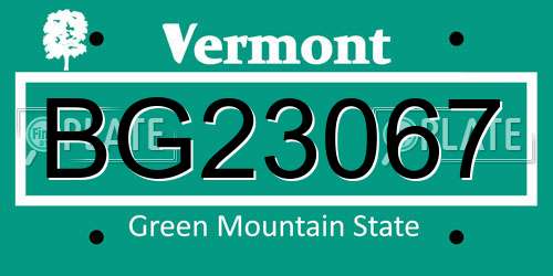 BG23067 Vermont License Plate