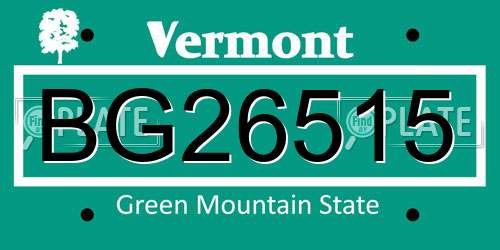 BG26515 Vermont License Plate