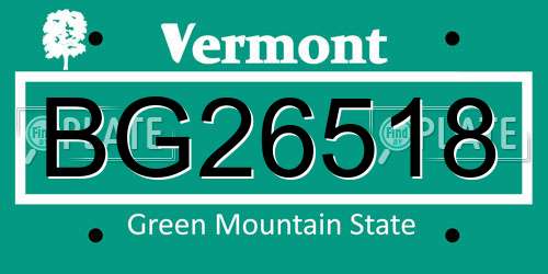 BG26518 Vermont License Plate