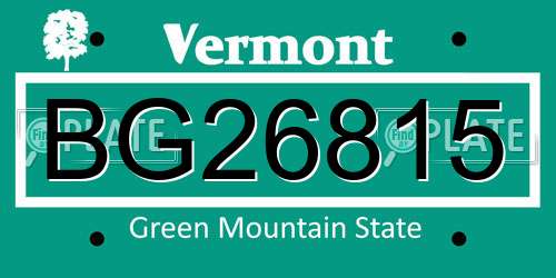 BG26815 Vermont License Plate
