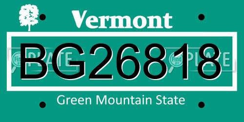 BG26818 Vermont License Plate
