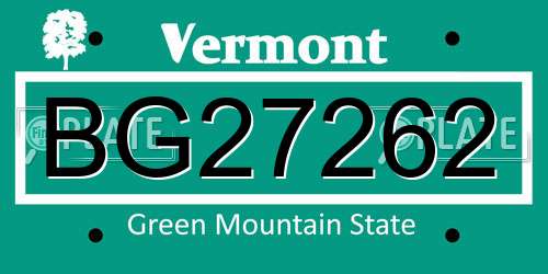 BG27262 Vermont License Plate