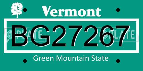BG27267 Vermont License Plate