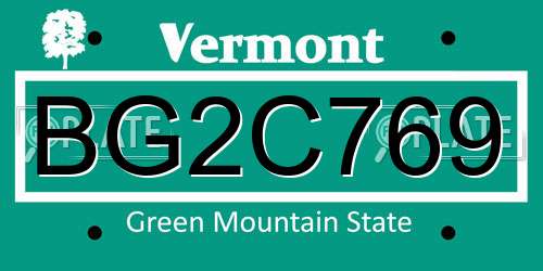 BG2C769 Vermont License Plate