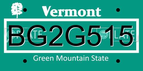 BG2G515 Vermont License Plate