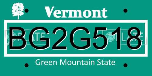 BG2G518 Vermont License Plate