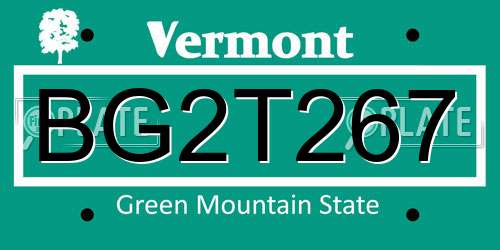 BG2T267 Vermont License Plate