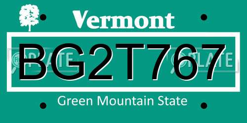 BG2T767 Vermont License Plate