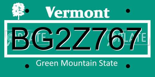 BG2Z767 Vermont License Plate
