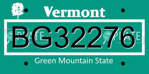 BG32276 Vermont License Plate