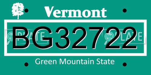 BG32722 Vermont License Plate