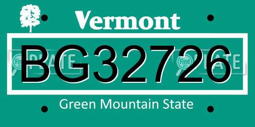 BG32726 Vermont License Plate