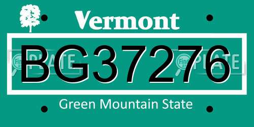 BG37276 Vermont License Plate