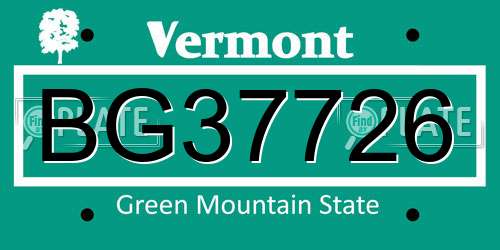 BG37726 Vermont License Plate