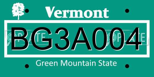 BG3A004 Vermont License Plate