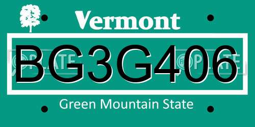 BG3G406 Vermont License Plate