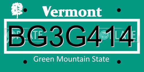 BG3G414 Vermont License Plate