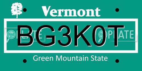 BG3K0T Vermont License Plate